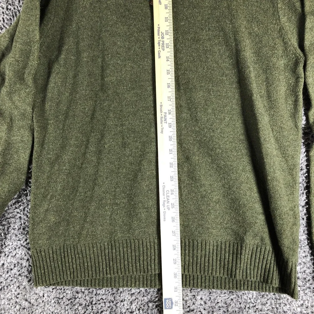 J. Crew Sweater Mens Large Green 1/4 Zip Mock Neck Lambswool Pullover Knit